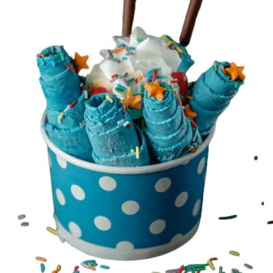 Blue Rolled Ice Cream Sundae