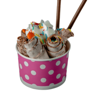 Pink Rolled Ice Cream Sundae