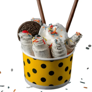 Yellow Rolled Ice Cream Sundae